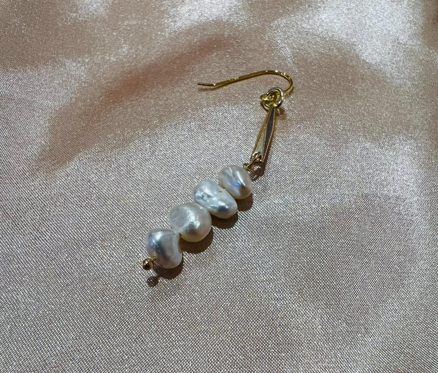 Asymmetric Biwa Gold Earrings