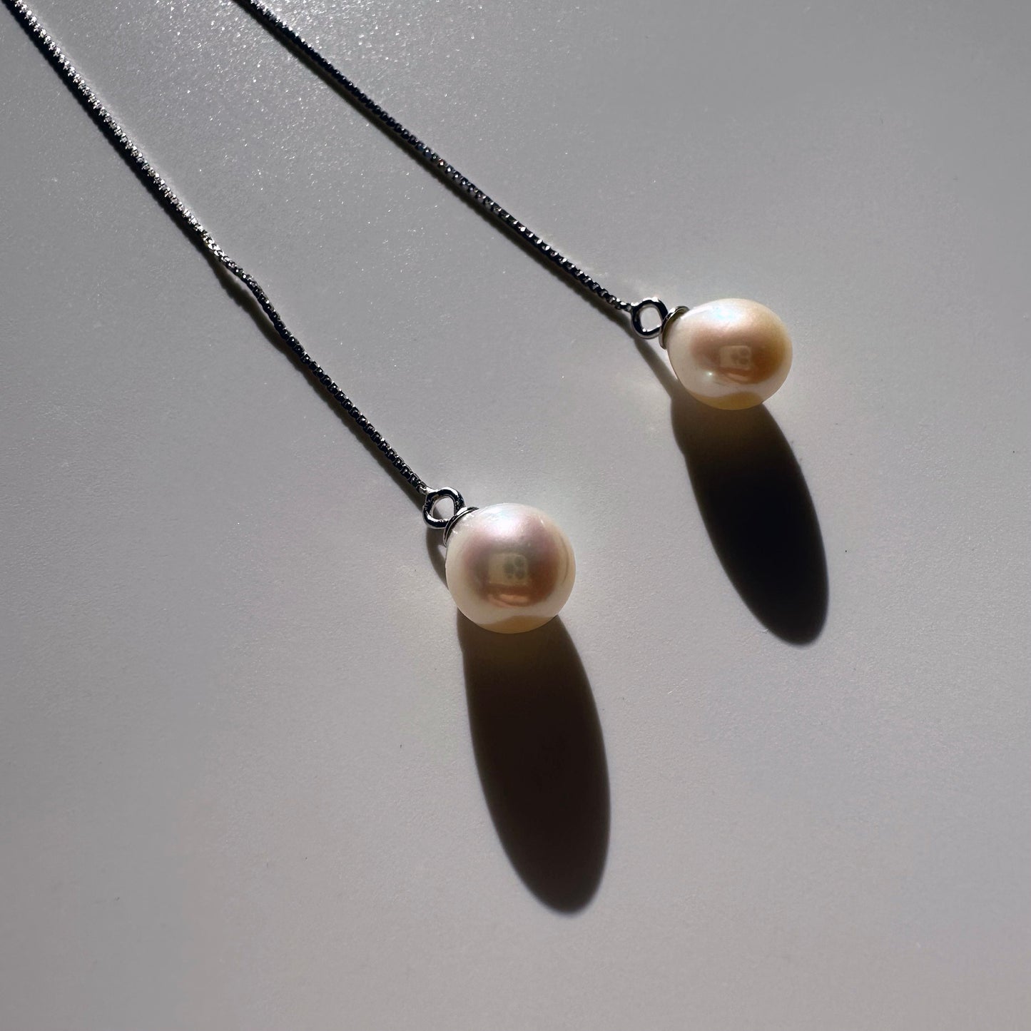 Sterling silver pearl threader earrings
