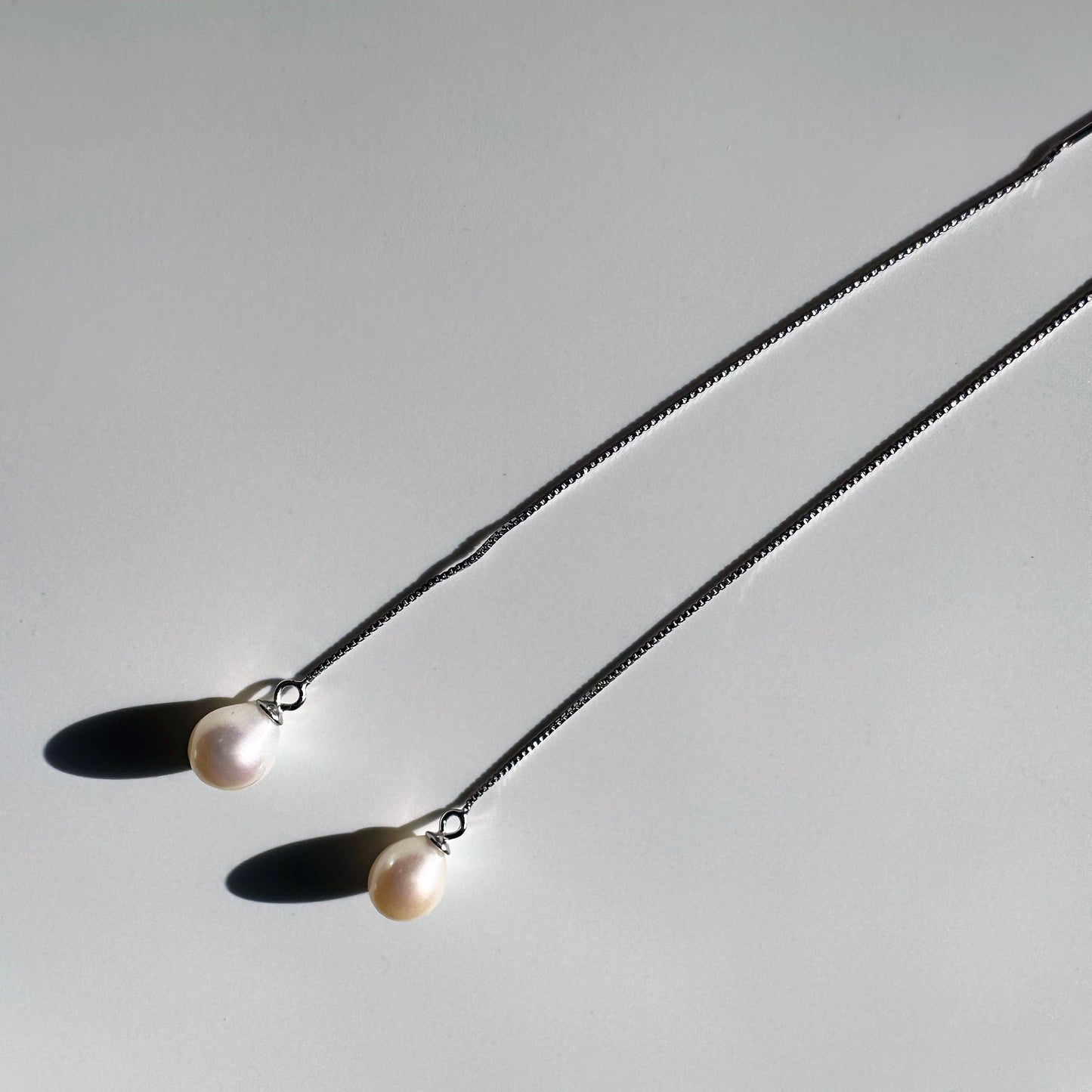 Sterling silver pearl threader earrings
