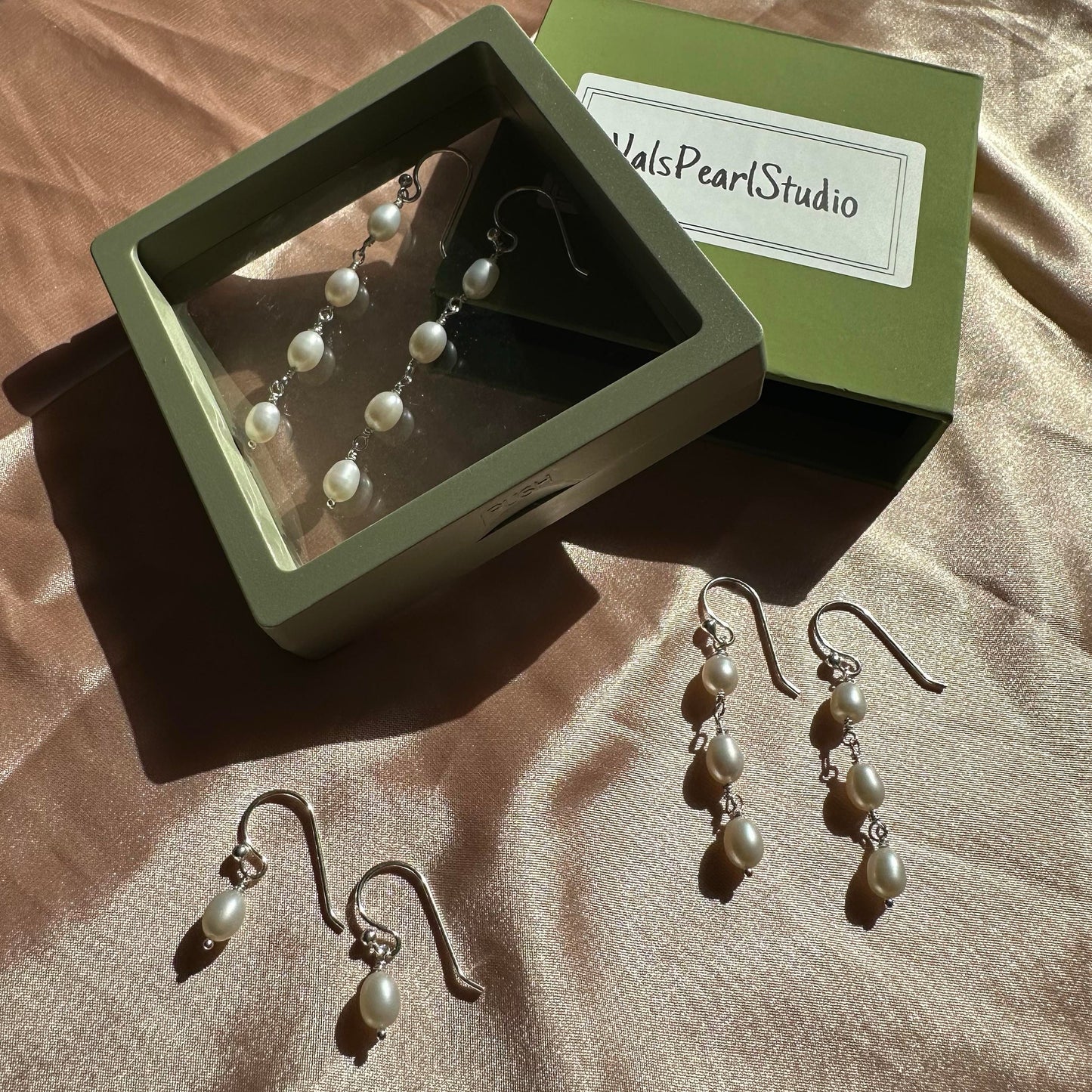 Handmade Minimalist Earrings Sterling Silver Pearl Dangle Earrings Gift for her