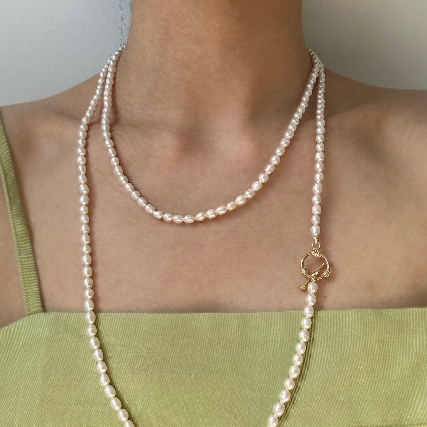 Pearl Long Strand Necklace Versatile Chocker Necklace Freshwater Pearl Necklace Fully Beaded Necklace OT Clasp