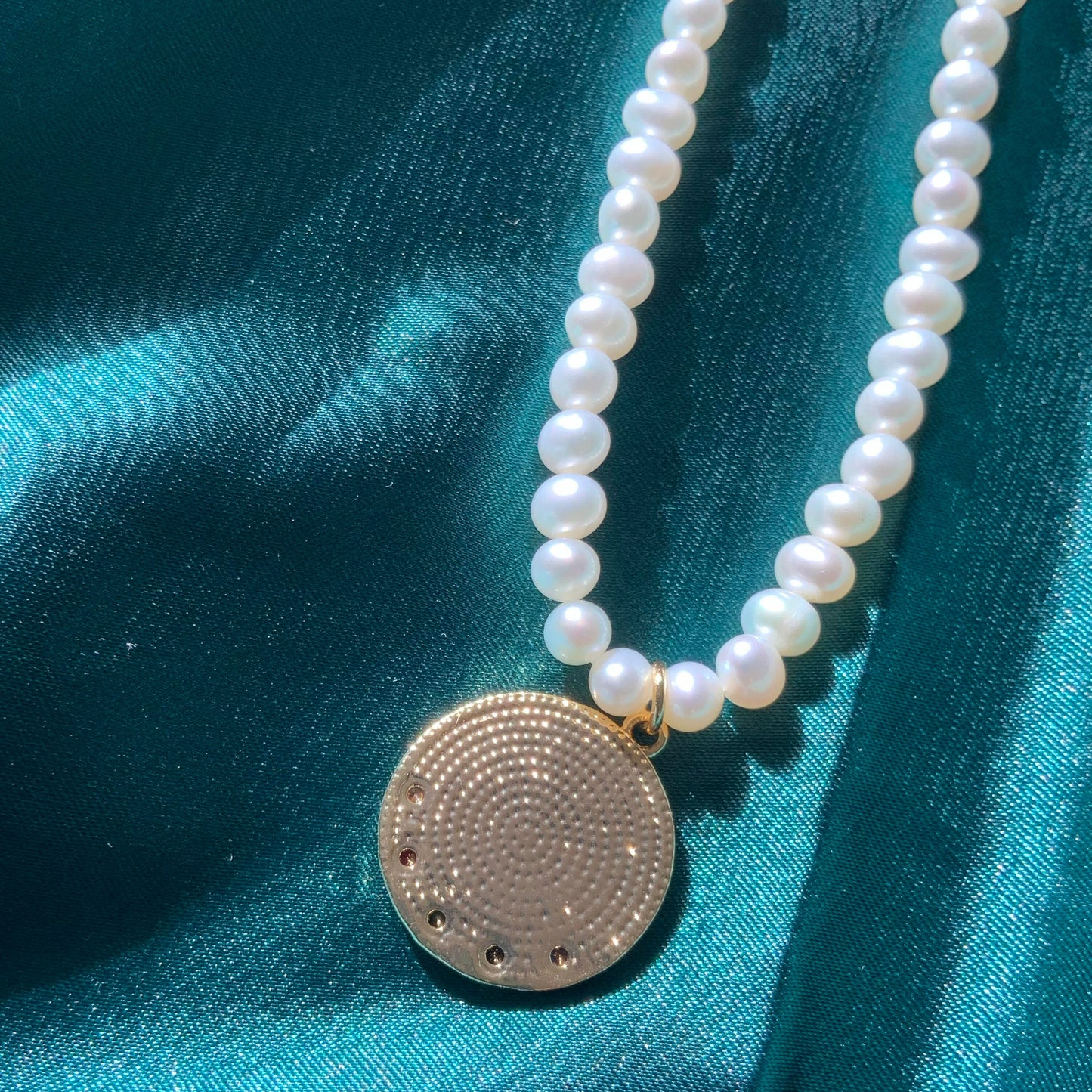 Evil Eye Pendant 18K Gold Plated Pendant Necklace Fully Beaded Pearl Necklace Gift For Her