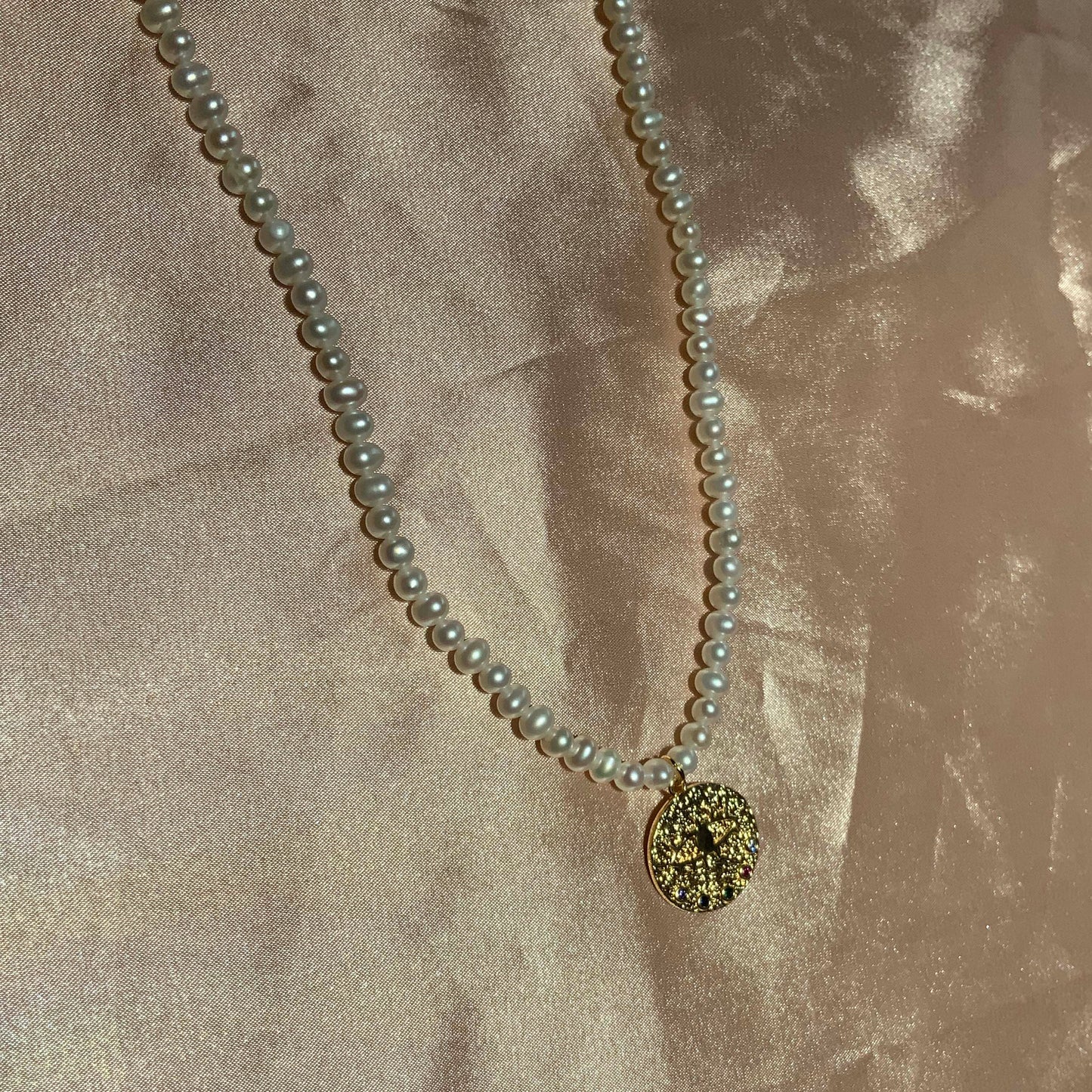 Evil Eye Pendant 18K Gold Plated Pendant Necklace Fully Beaded Pearl Necklace Gift For Her