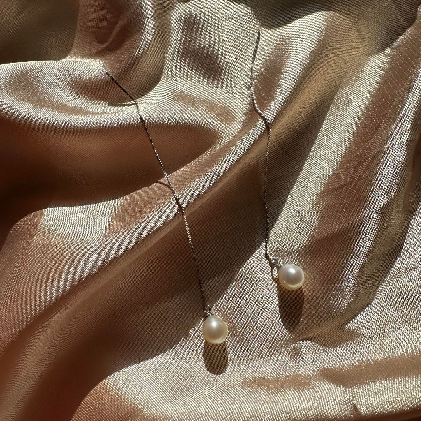 Sterling silver pearl threader earrings