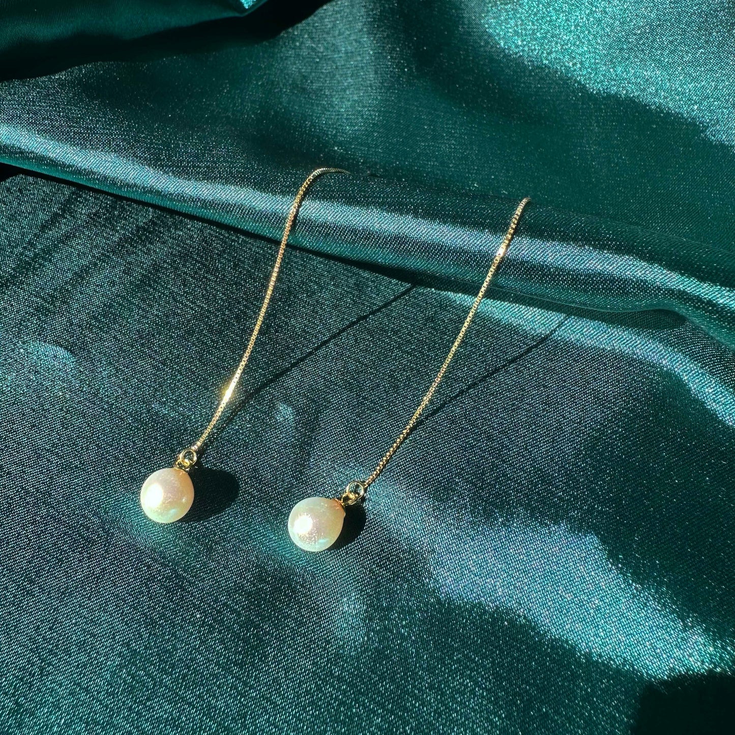 Sterling silver pearl threader earrings