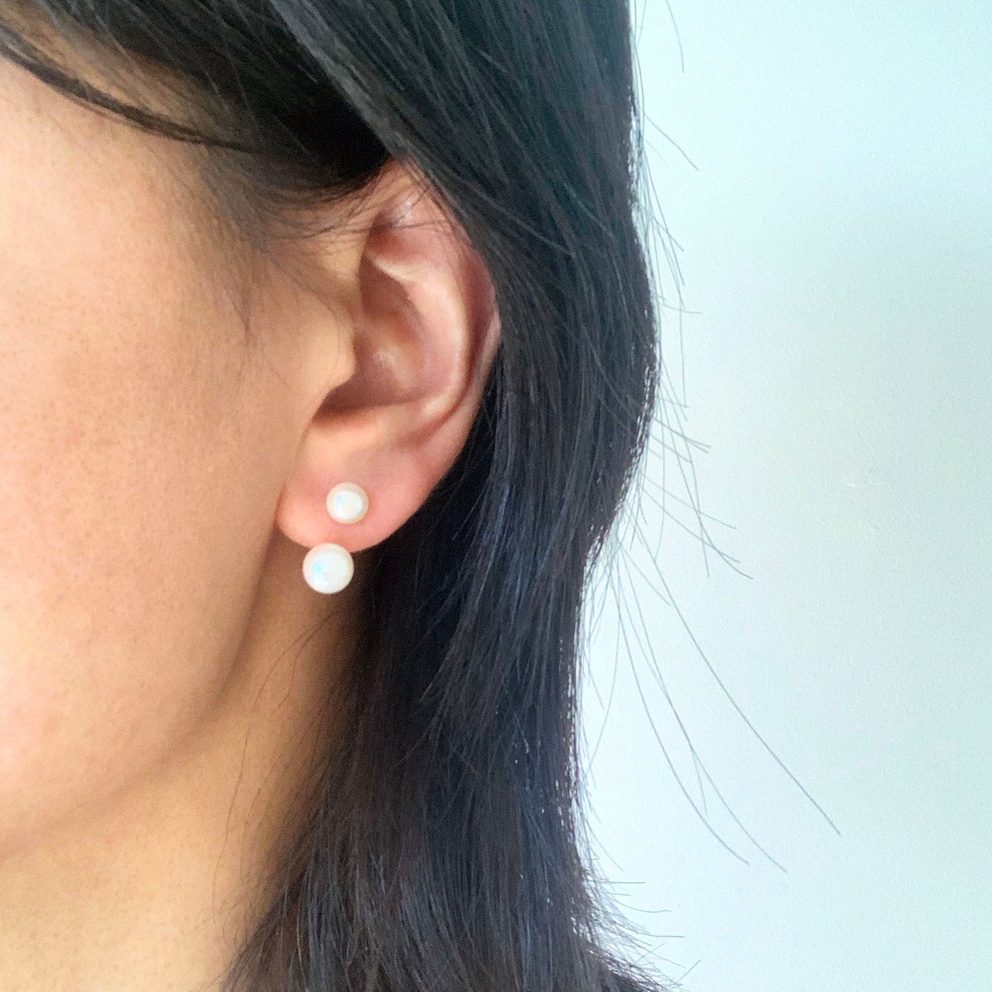Sterling Silver Pearl Front Back Stud Jacket Earrings