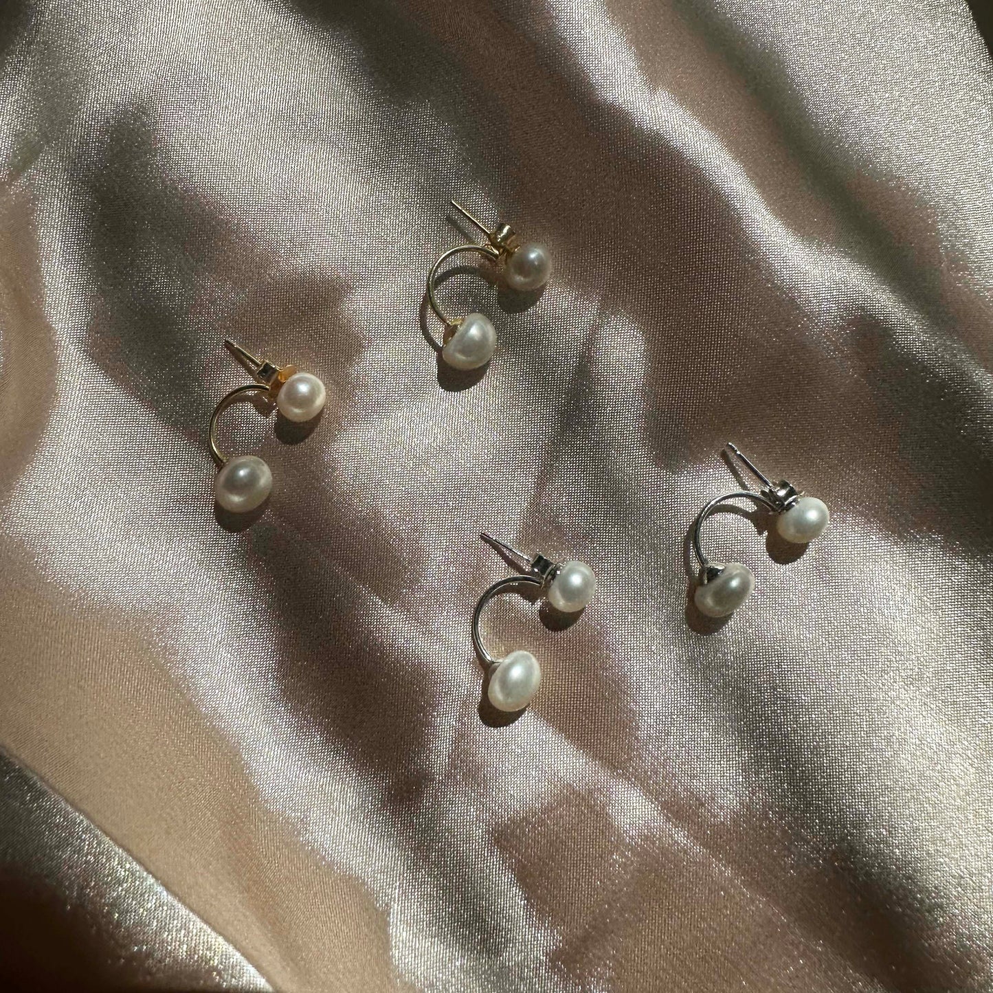Sterling Silver Pearl Front Back Stud Jacket Earrings