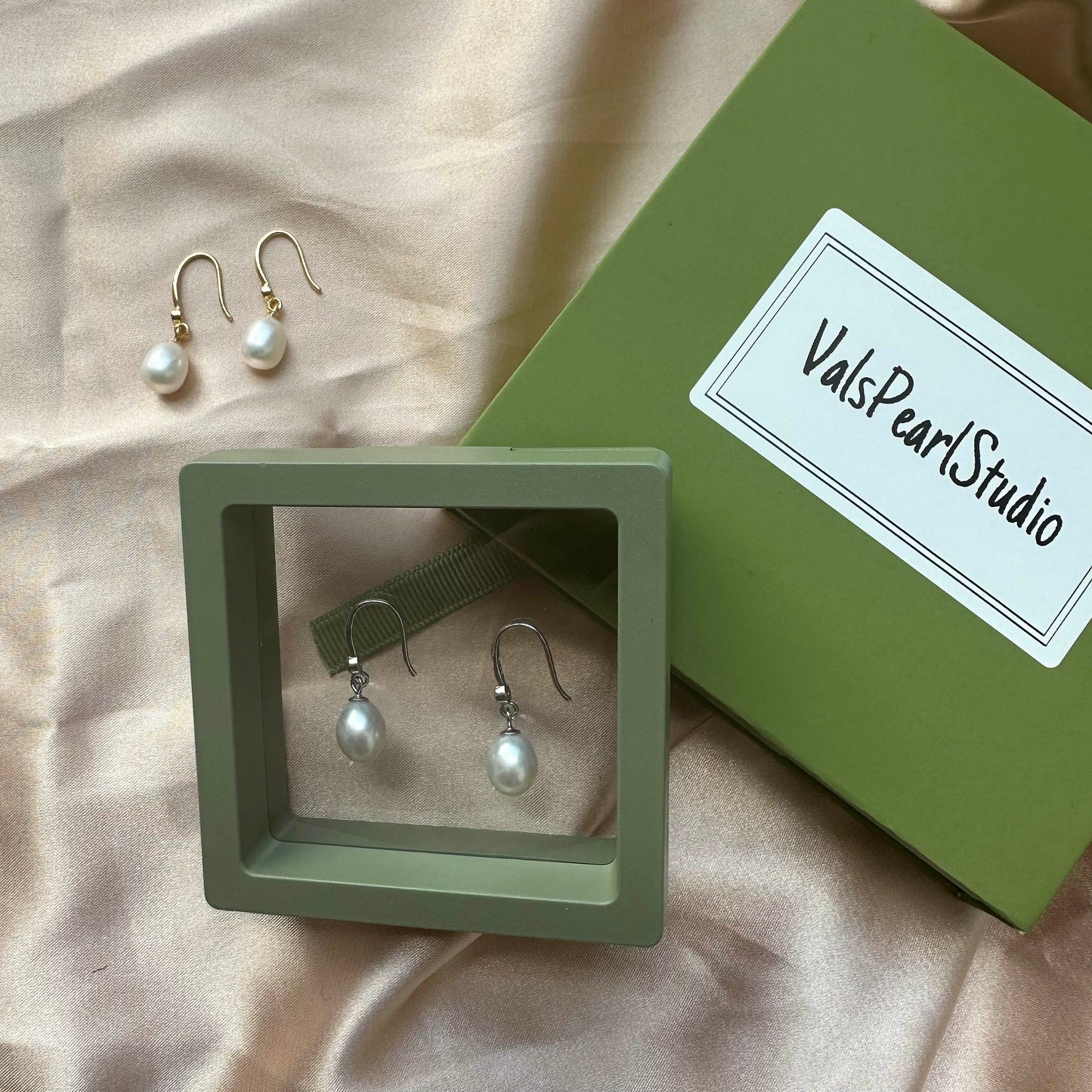 Minimalist Earrings Sterling Silver Pearl Hoop Earrings Gold Gift for her