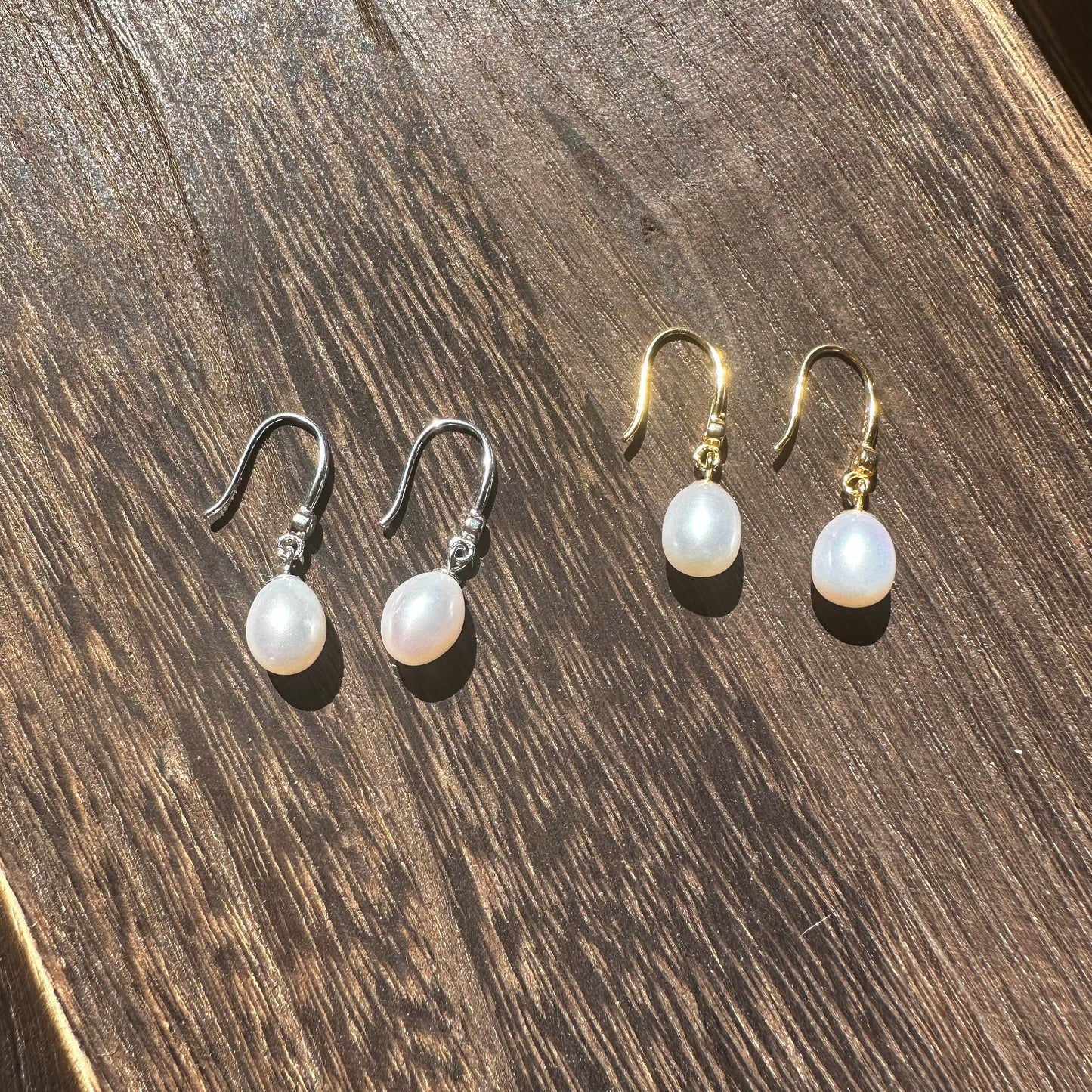 Minimalist Earrings Sterling Silver Pearl Hoop Earrings Gold Gift for her