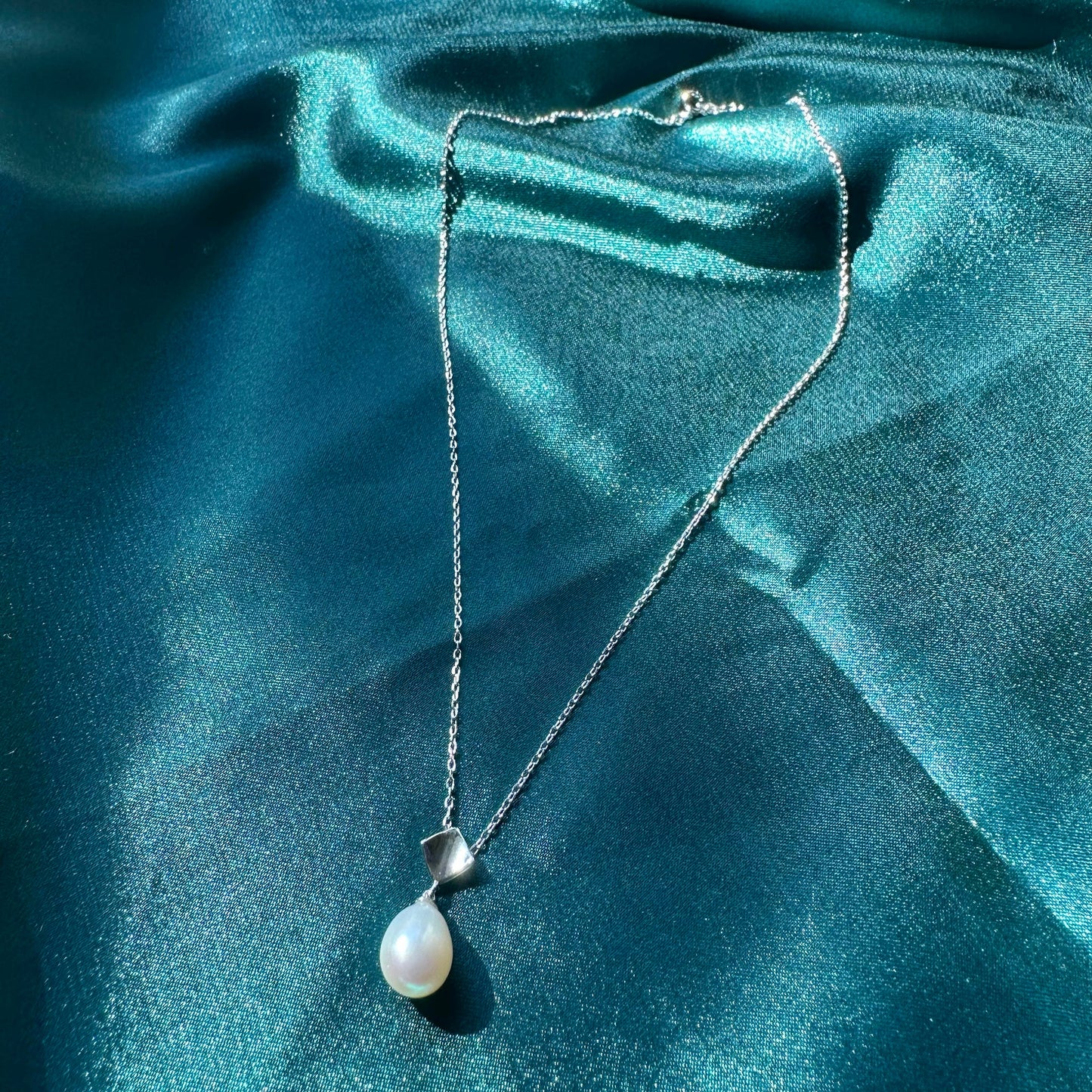Sterling Silver Pearl Necklace Teardrop Pearl Necklace Bridal Pearl Necklace Gift For Her Dainty Chain Minimalist Necklace
