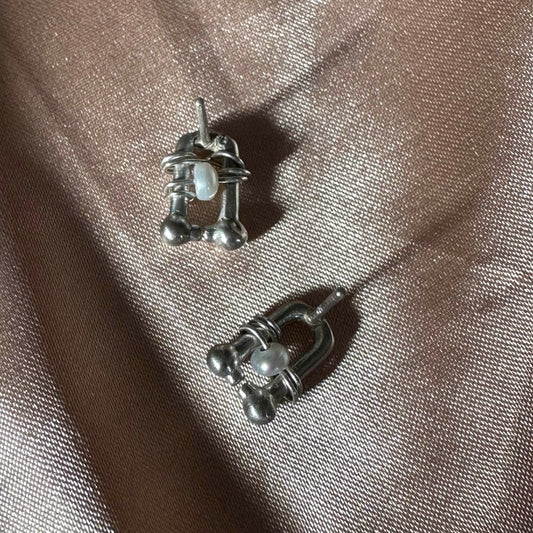 Sterling Silver Freshwater Pearl Earrings HorseShoe Earrings Hardware Earrings Gift for her