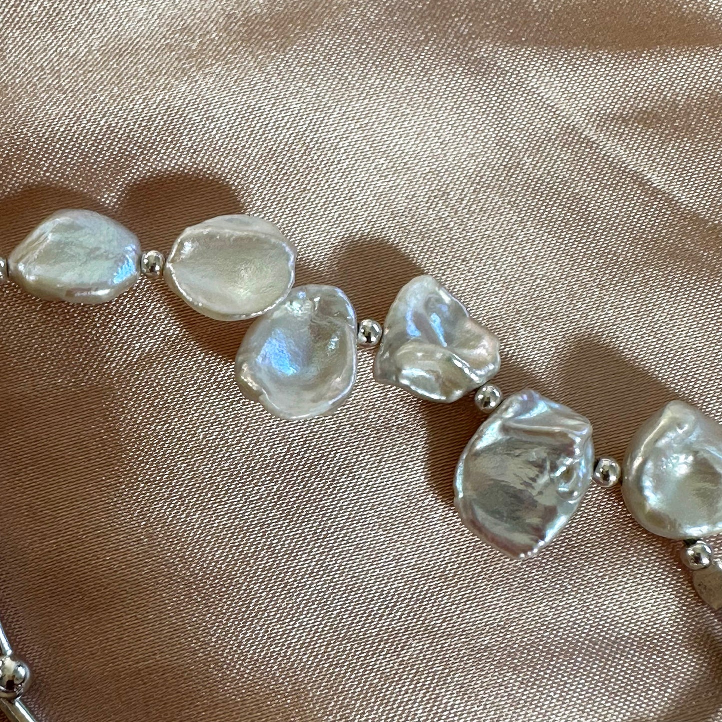 Irregular Pearl Bracelet Sterling Silver Freshwater Pearl Bracelet Horse Shoe Hardware Chain Bracelet U Link Bracelet Gift for her