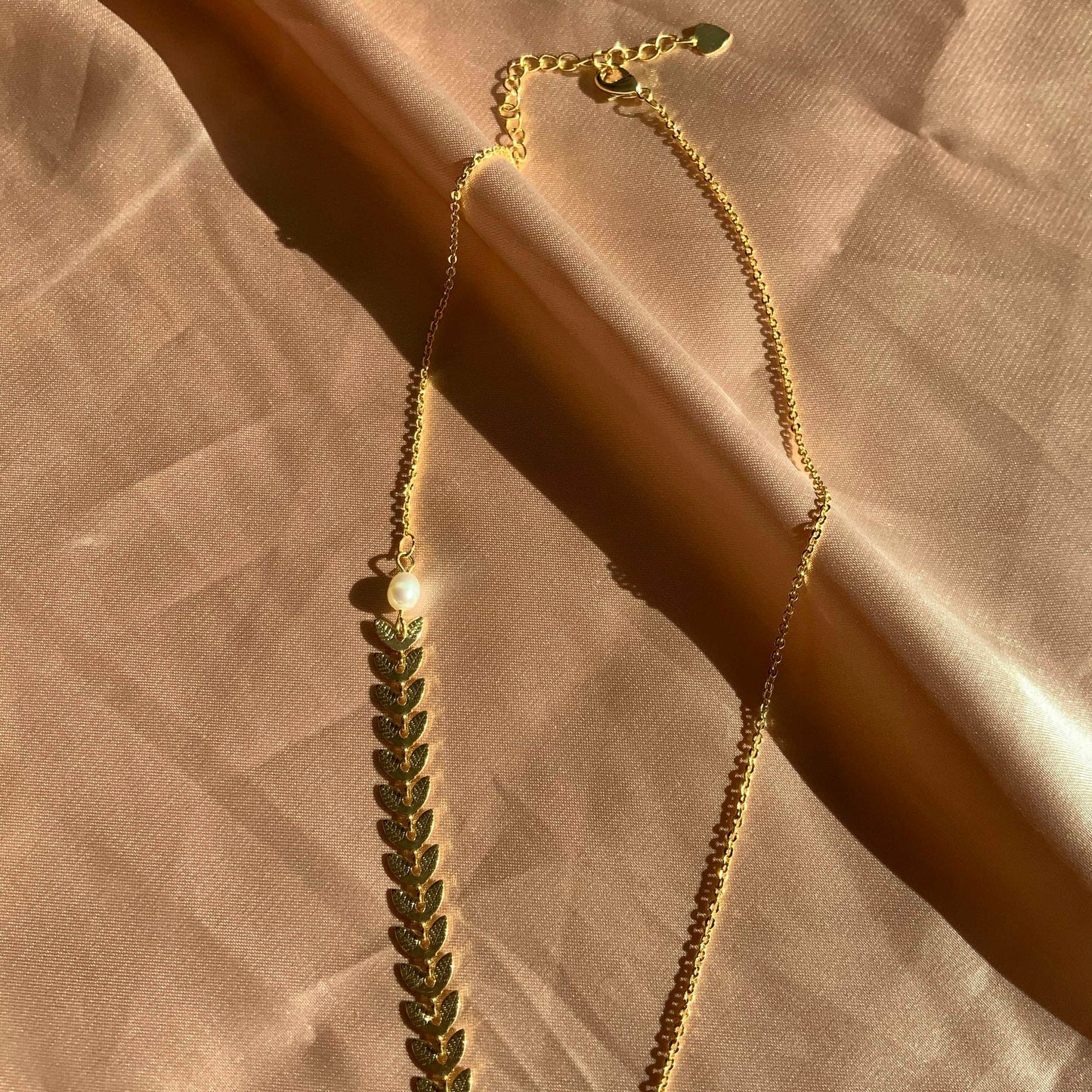 Gold Wheat Adjustable Pearl Necklace Gift for Her