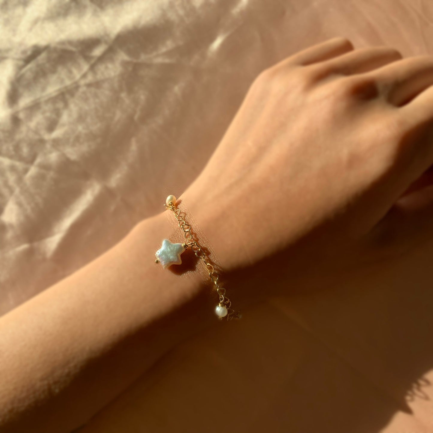 Natural Star Pearl Love Heart Chain Bracelet Gift For Her
