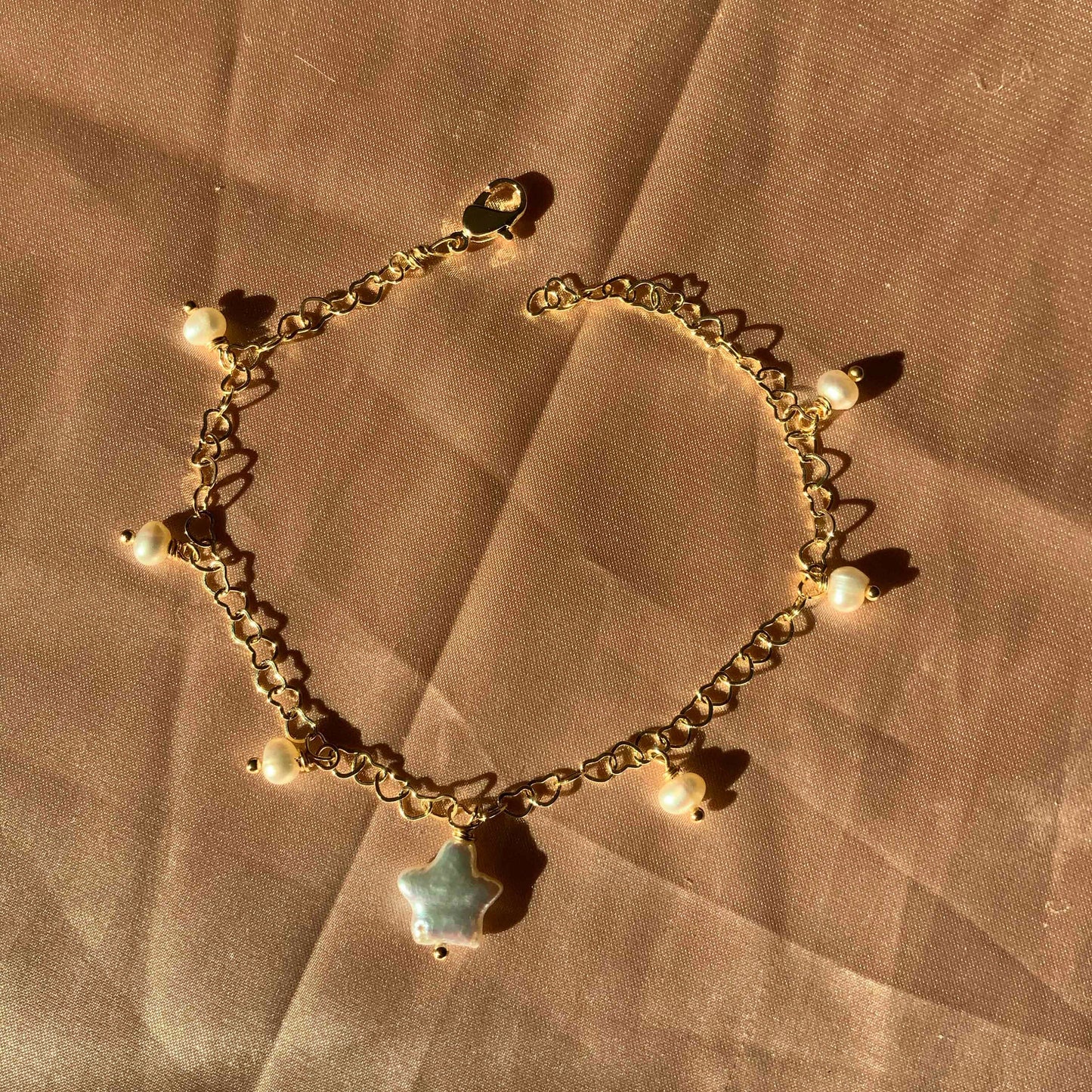 Natural Star Pearl Love Heart Chain Bracelet Gift For Her