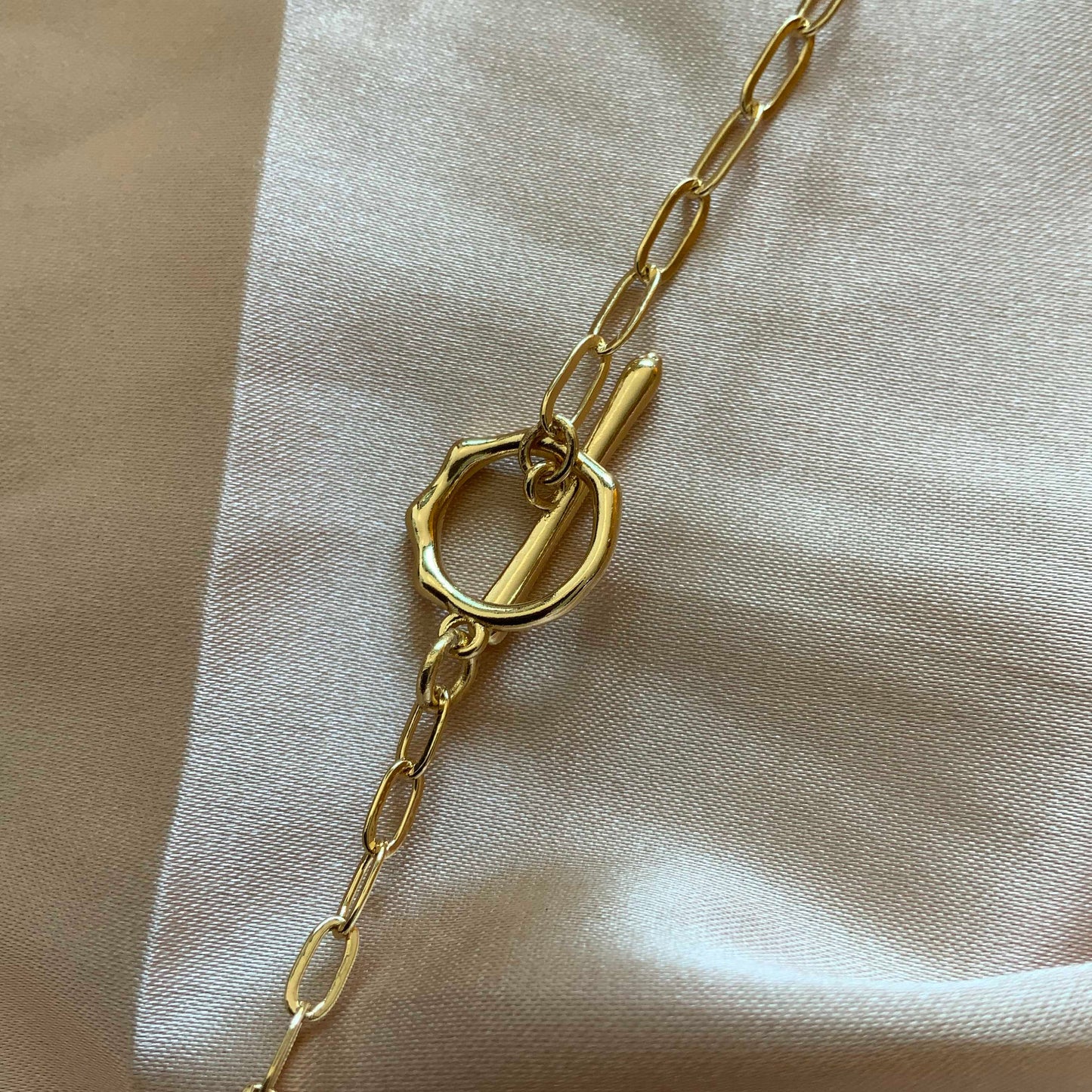 Stationed Black Pearl Necklace Gold Paperclip Chain