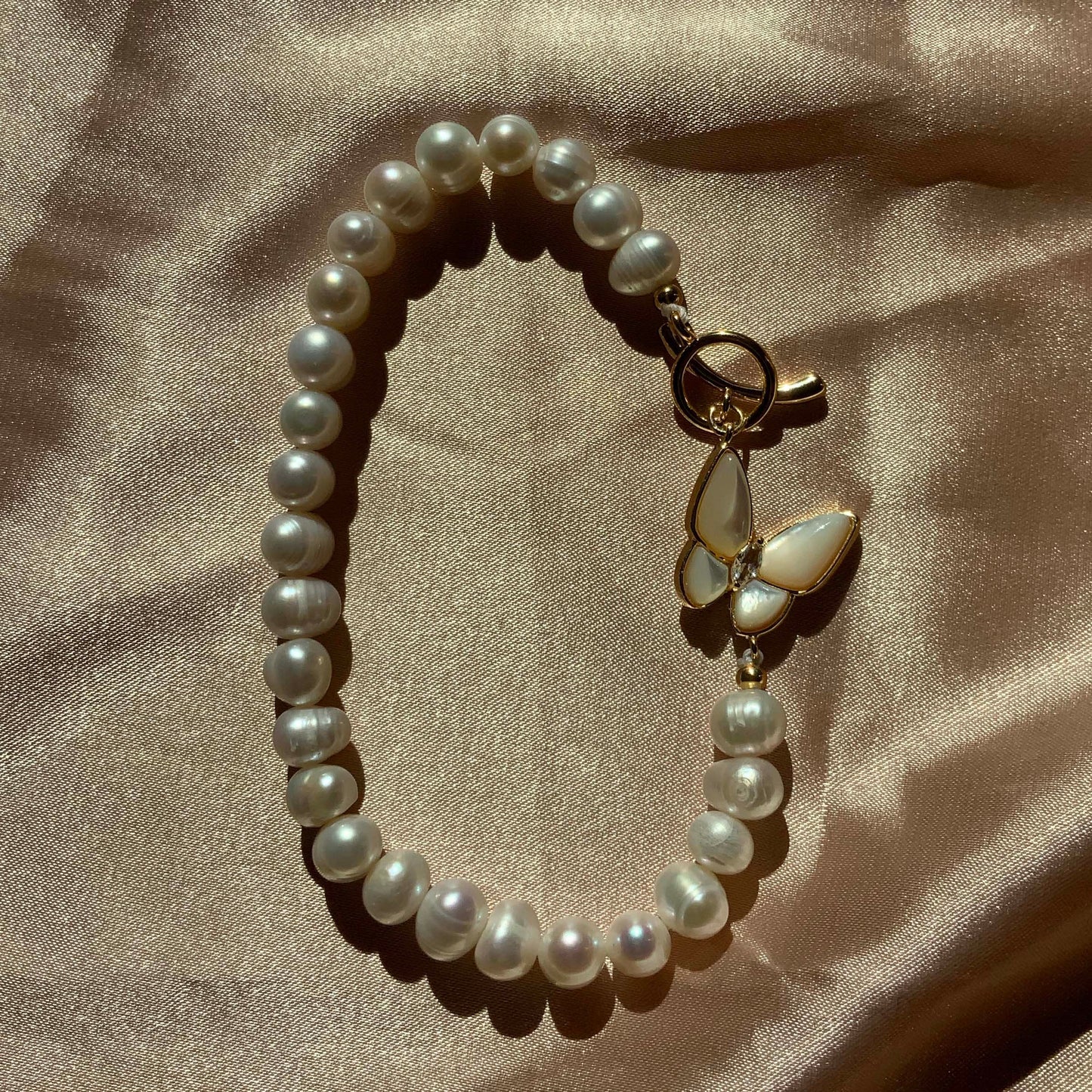 Butterfly Fully Beaded Pearl Bracelet