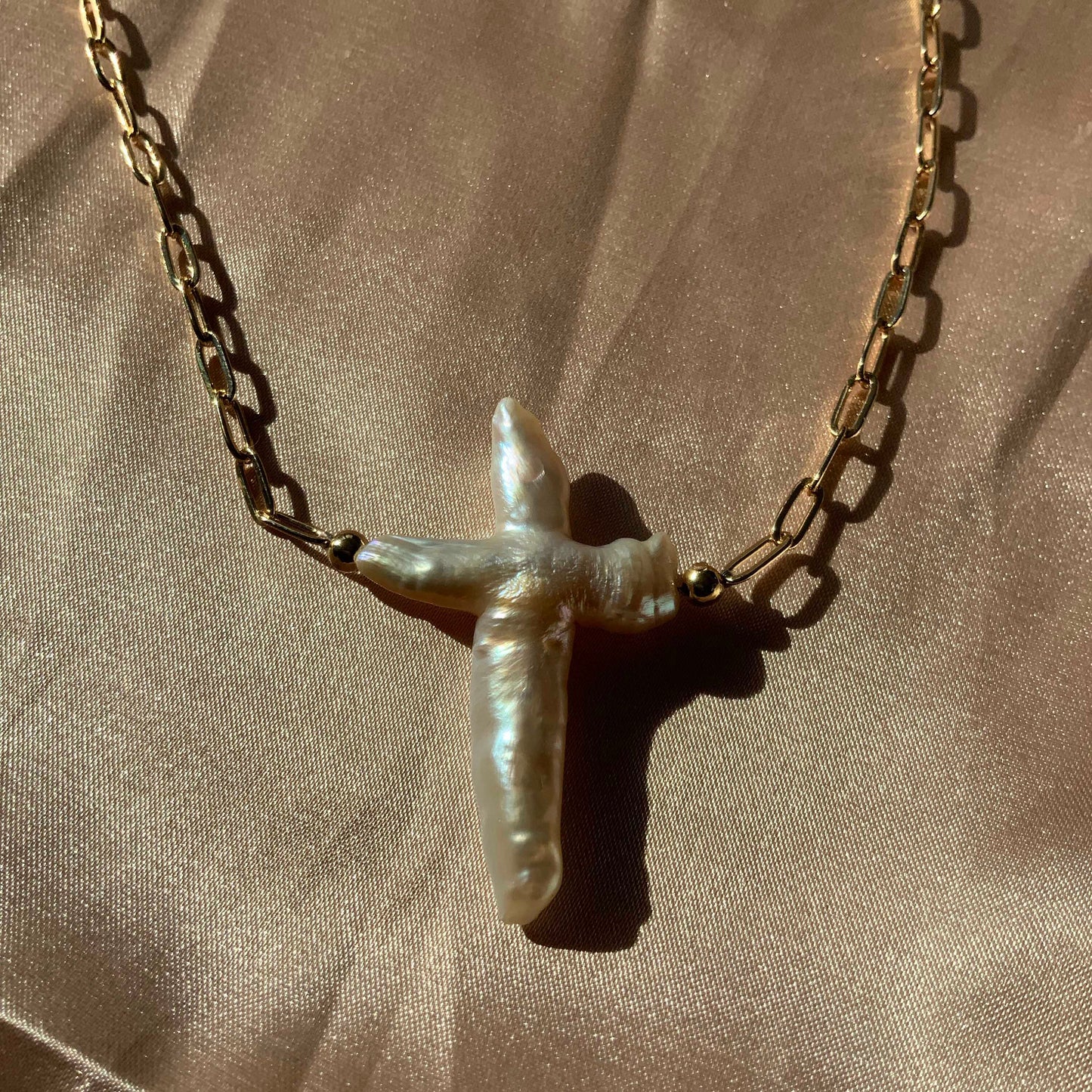 Cross Pearl Pendant Necklace Gift For Her