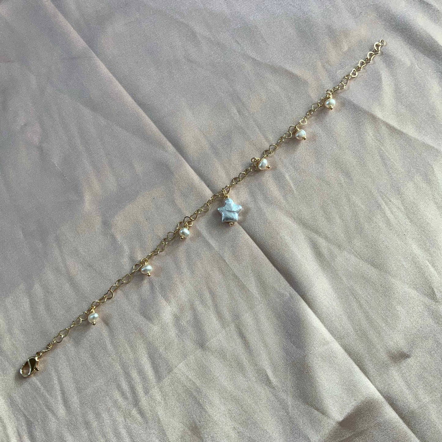 Natural Star Pearl Love Heart Chain Bracelet Gift For Her
