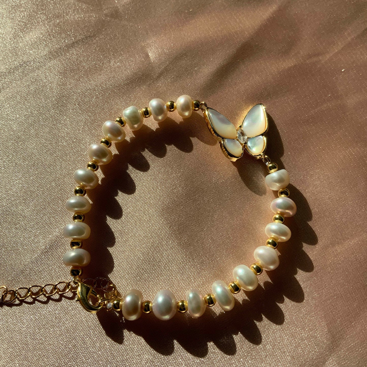 Butterfly Fully Beaded Pearl Bracelet
