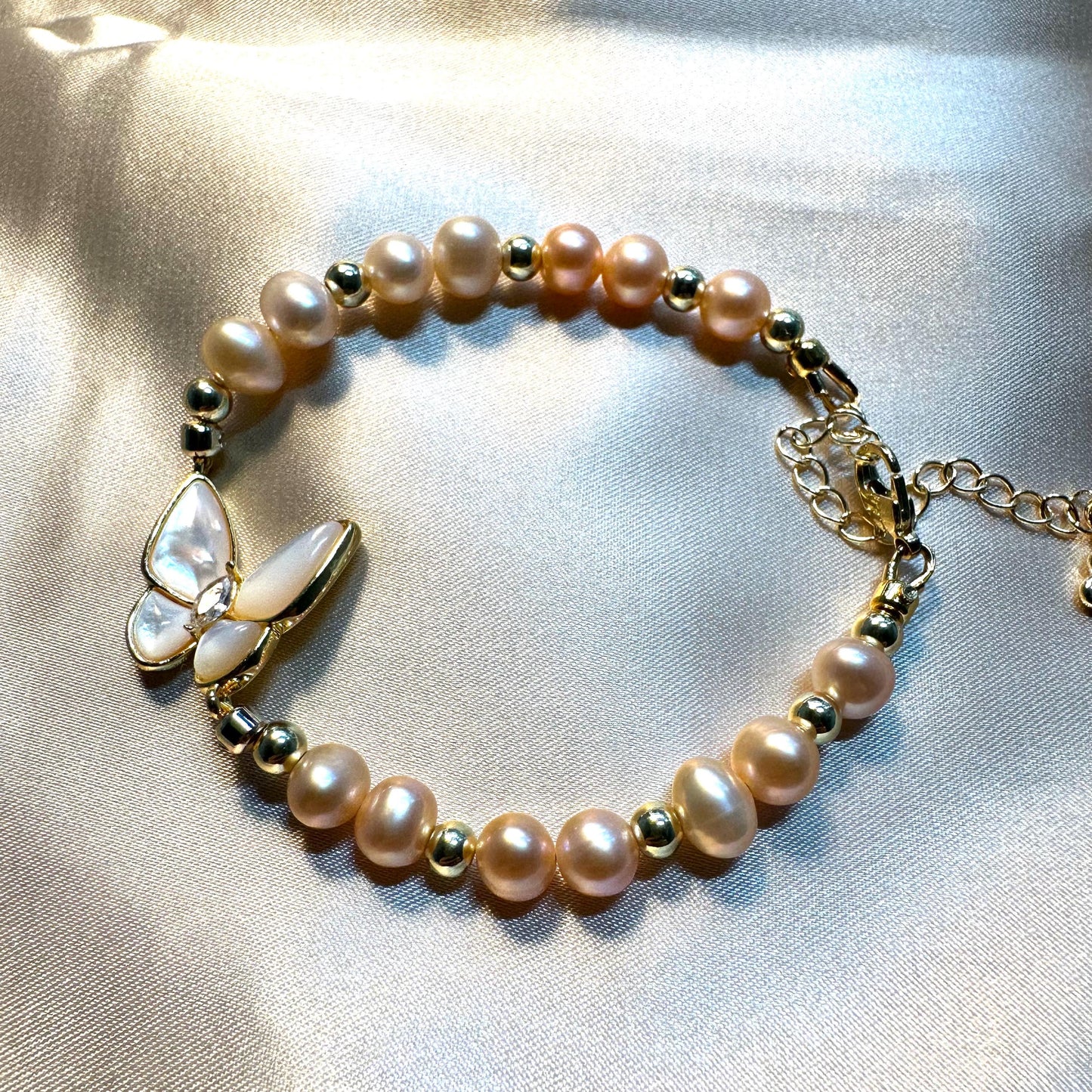 Butterfly Fully Beaded Pearl Bracelet