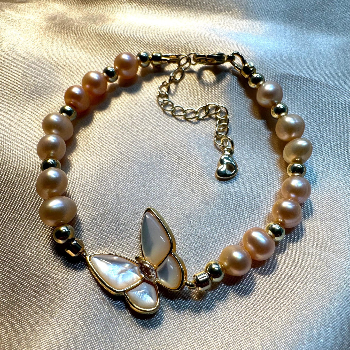 Butterfly Fully Beaded Pearl Bracelet