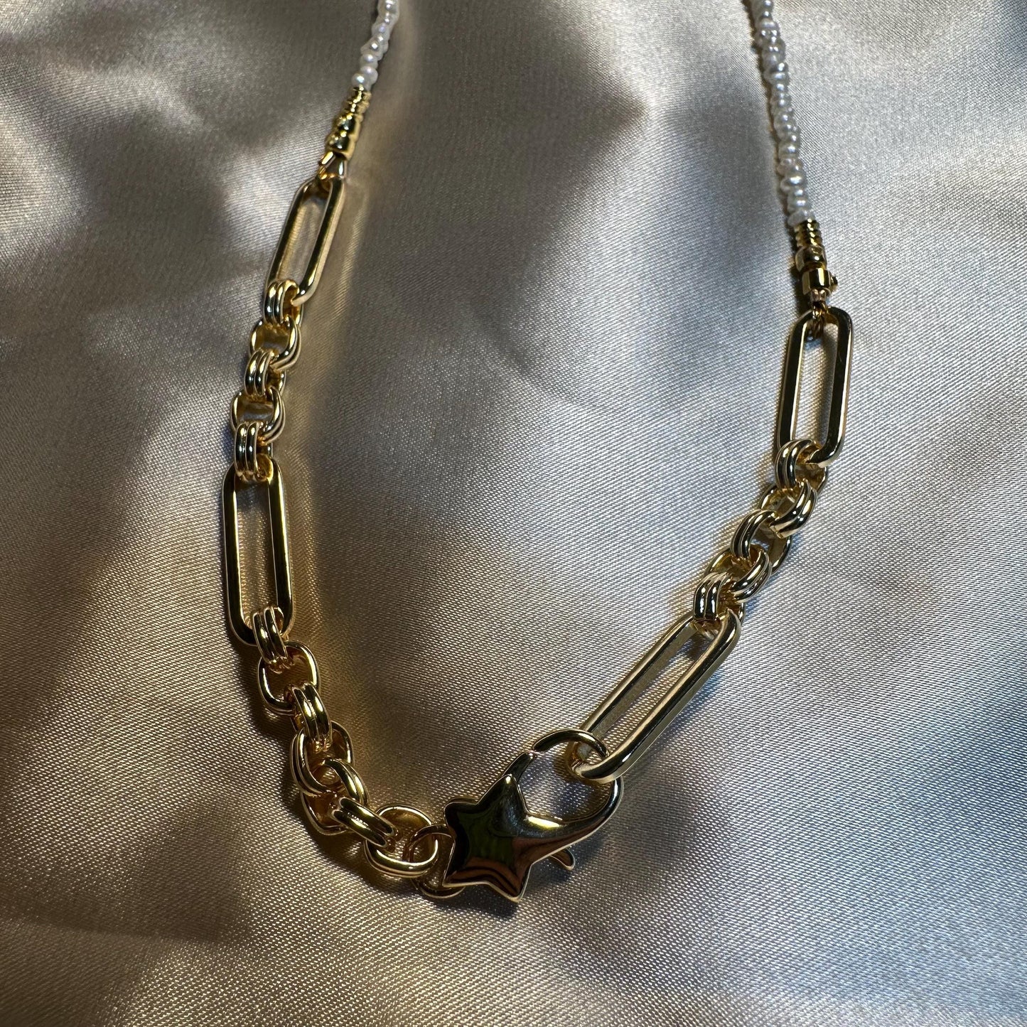 Flame Ball Pearl Seed Pearl Gold Filled Necklace Gift For Her Beaded Pearl Necklace