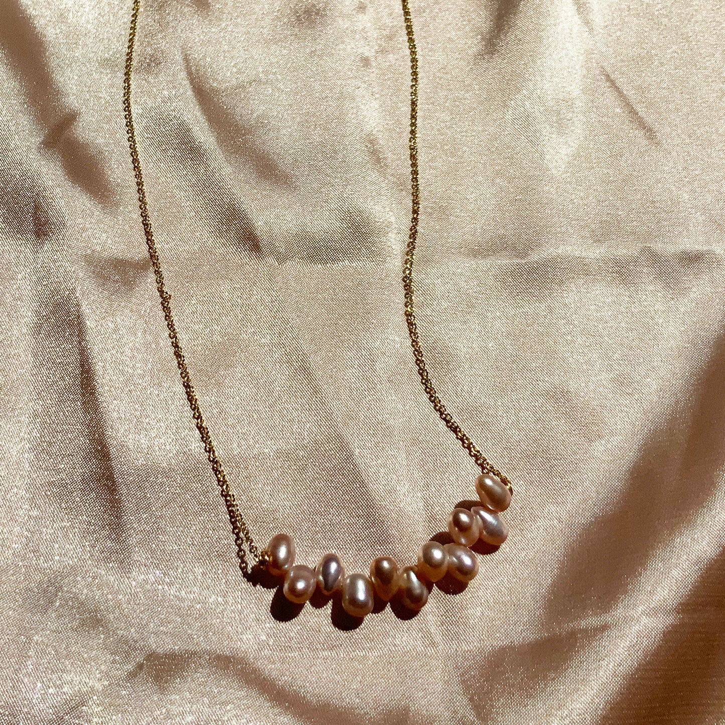 Champagne Pearl Bar Necklace