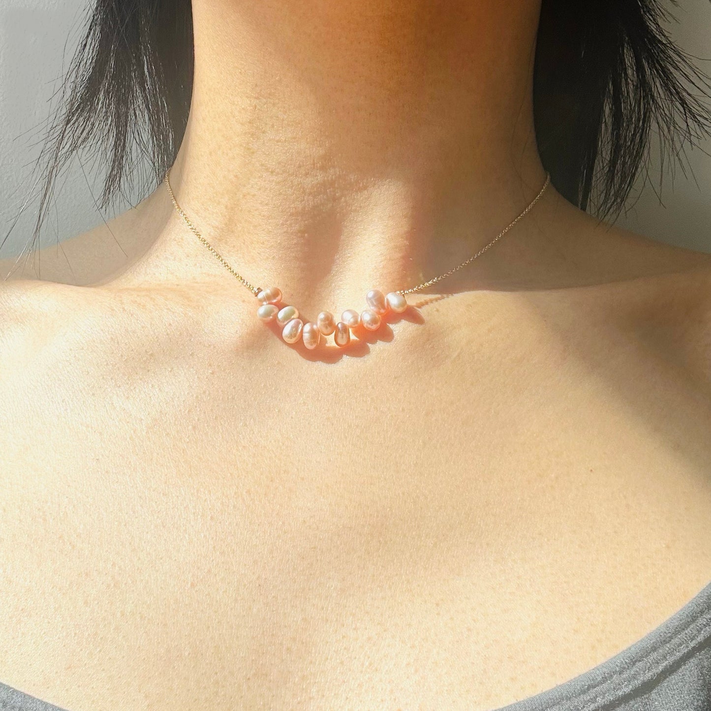 Champagne Pearl Bar Necklace