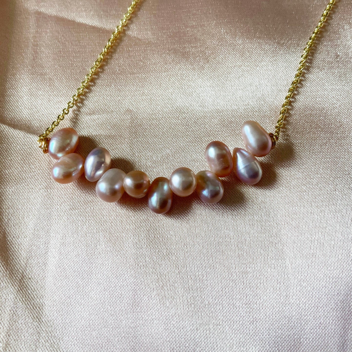 Champagne Pearl Bar Necklace