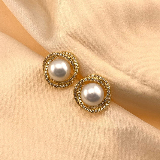 Diamond Stud Pearl Earrings Natural Freshwater Pearl Earrings Gold Minimalist Pearl Earrings Anniversary Earrings Bridal Earrings