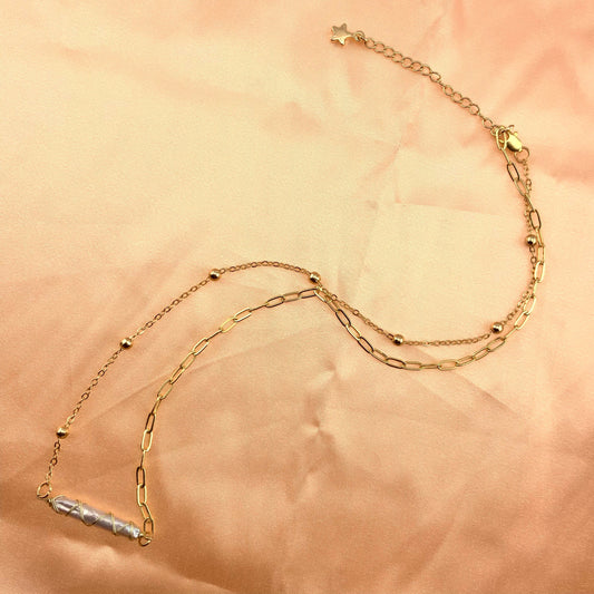 14k Gold PlatedBiwa Stick Pearl Dainty Necklace