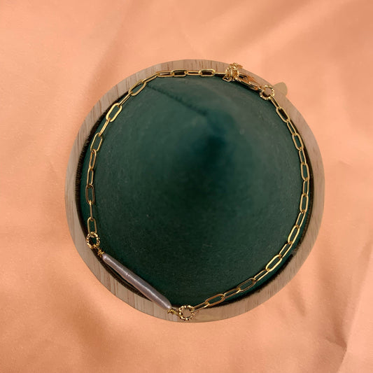 14k gold plated Biwa stick paearl dainty bracelet
