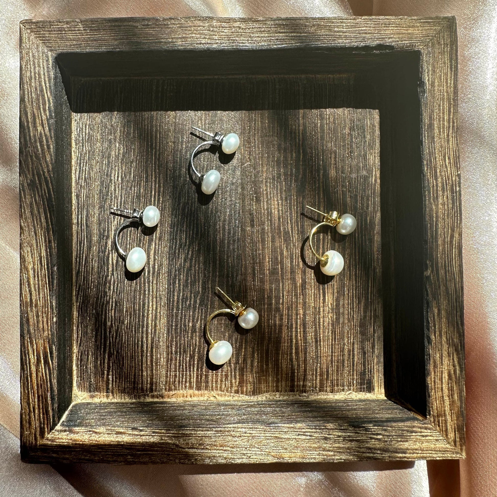 Sterling Silver Pearl Front Back Stud Jacket Earrings