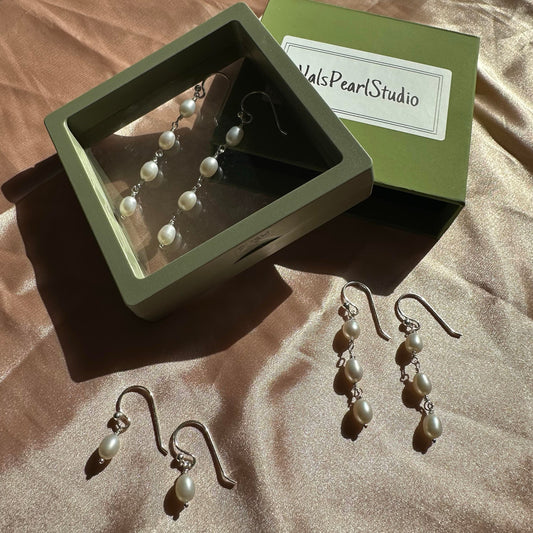 Handmade Minimalist Earrings Sterling Silver Pearl Dangle Earrings Gift for her