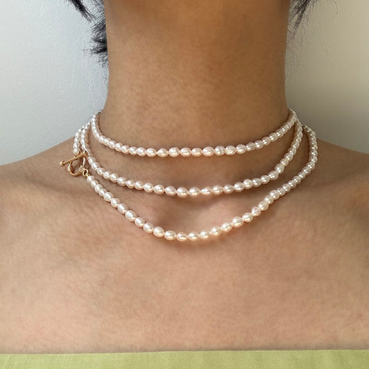 Pearl Long Strand Necklace Versatile Chocker Necklace Freshwater Pearl Necklace Fully Beaded Necklace OT Clasp