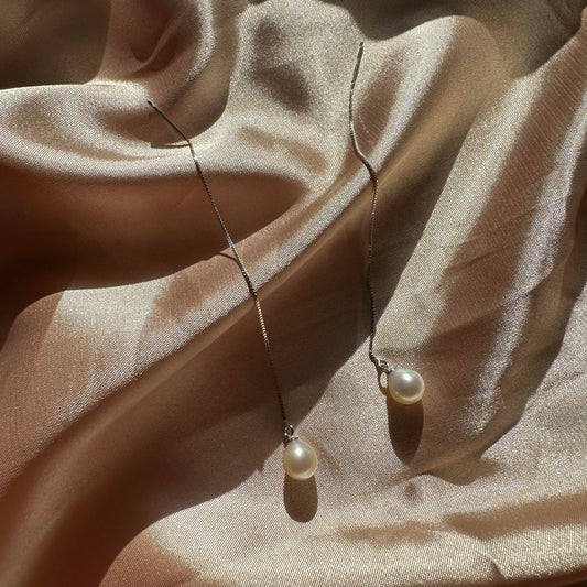 Sterling silver pearl threader earrings