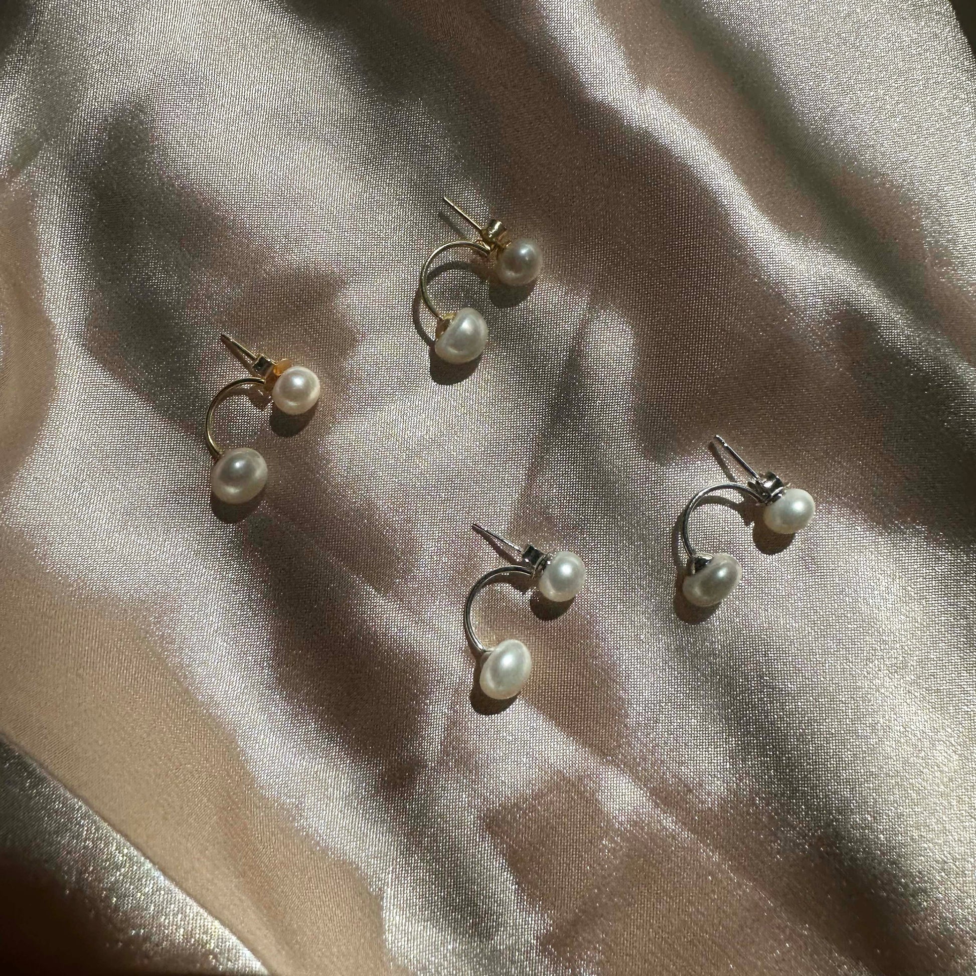 Sterling Silver Pearl Front Back Stud Jacket Earrings