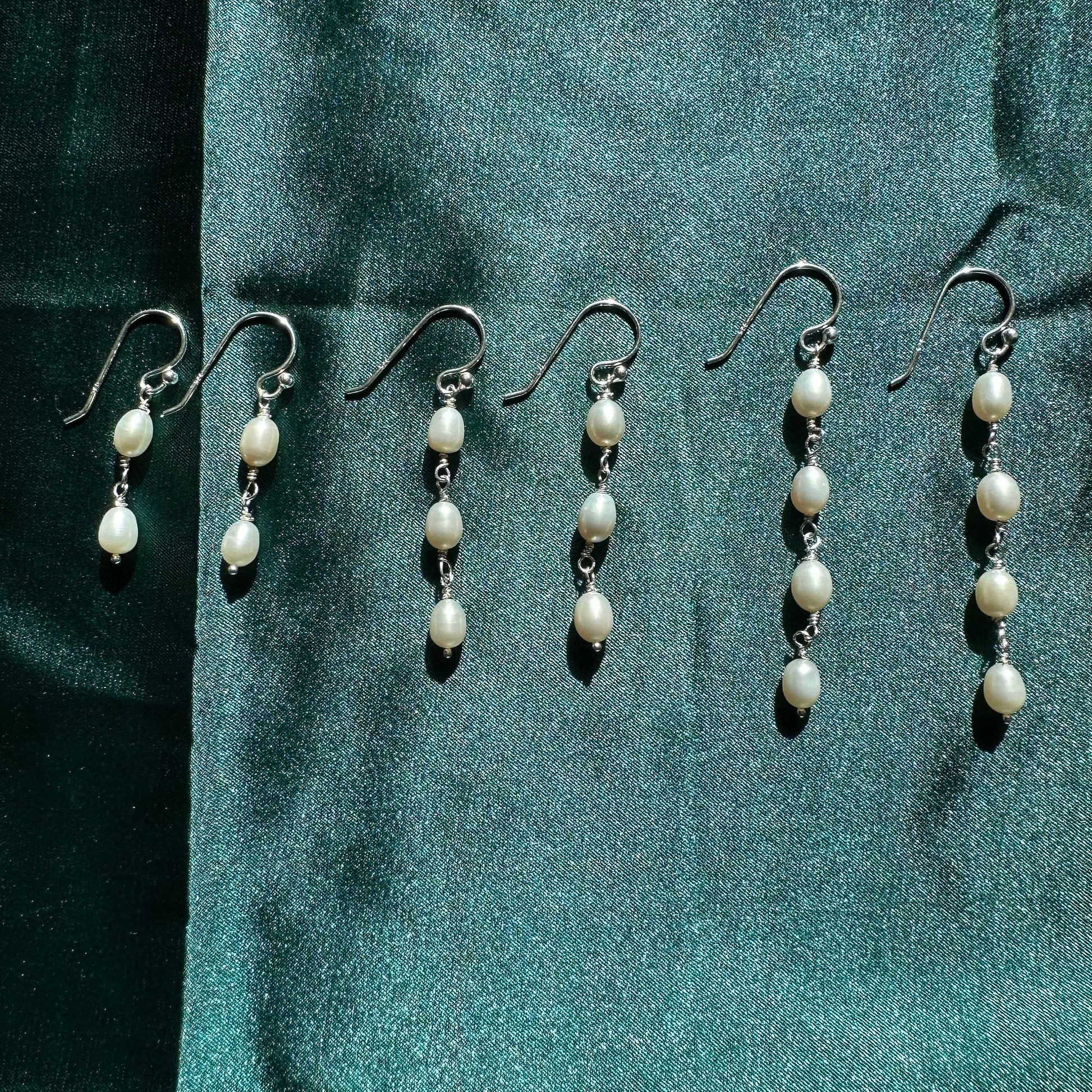 Handmade Minimalist Earrings Sterling Silver Pearl Dangle Earrings Gift for her