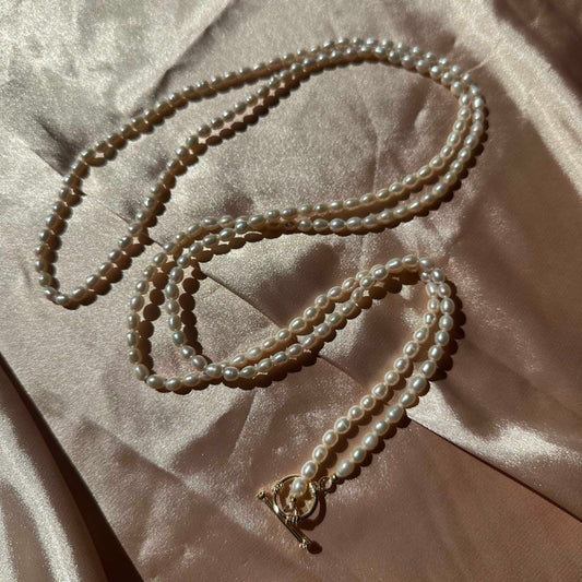 Pearl Long Strand Necklace Versatile Chocker Necklace Freshwater Pearl Necklace Fully Beaded Necklace OT Clasp