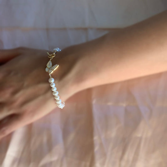 Butterfly Fully Beaded Pearl Bracelet