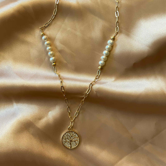Tree of Life Pendant Natural Freshwater Pearl Necklace