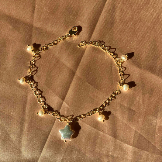 Natural Star Pearl Love Heart Chain Bracelet Gift For Her