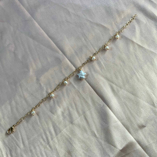Natural Star Pearl Love Heart Chain Bracelet Gift For Her