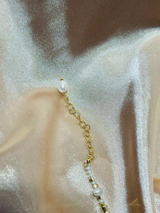 Beaded Pearl bracelet with Amazonite