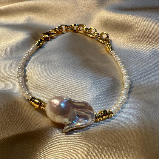 Flame Ball Pearl Gold plated Bracelet Gift For Her