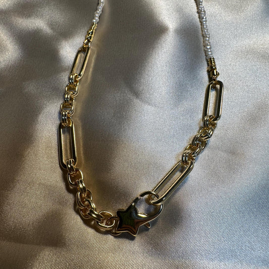 Flame Ball Pearl Seed Pearl Gold Filled Necklace Gift For Her Beaded Pearl Necklace